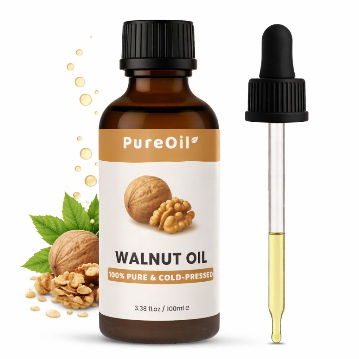 PureOil - Walnootolie - Koudgeperst - Haarolie - Olie Voor Haar | Huid | Gezicht | Scalp | Nagels | Massage