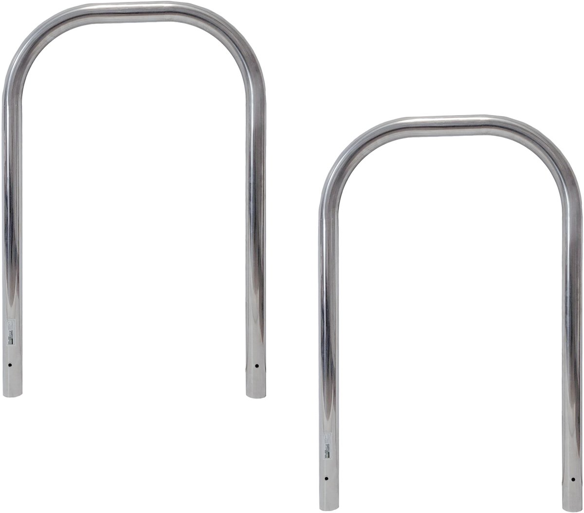 2x Fietsenrek 116x74 cm roestvrij staal Ø 60 mm voor plaatsing in beton Fietsstandaard Parker type U