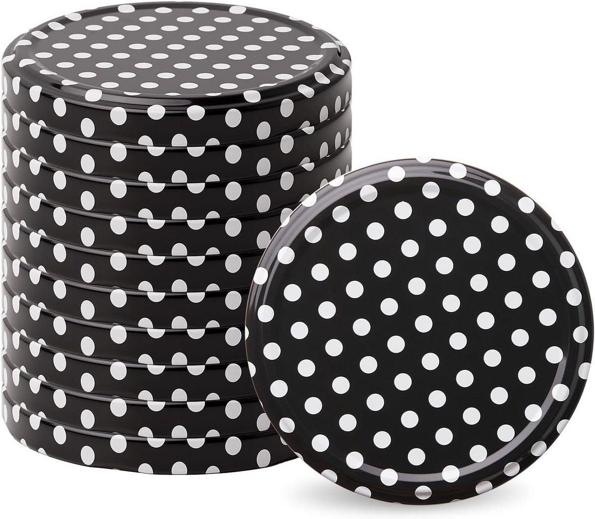 66mm Schroefdeksels voor Potten - Zwart Gestippeld - 20 Stuks Twist-Off Sluitingen