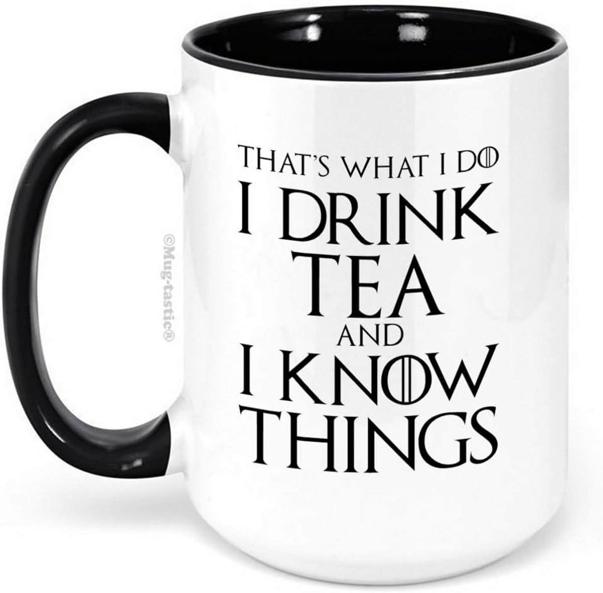 Grote Grappige Mok Koffie of Thee 'Ik Drink Thee en Ik Weet Dingen' 440 ml