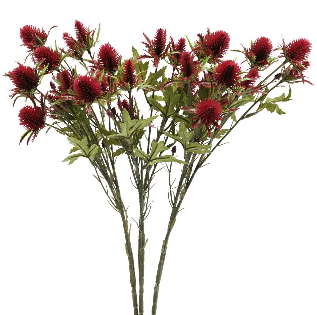 Distel Kunstbloem Rood Bordeaux 10 Bloemhoofdjes 68cm 3st