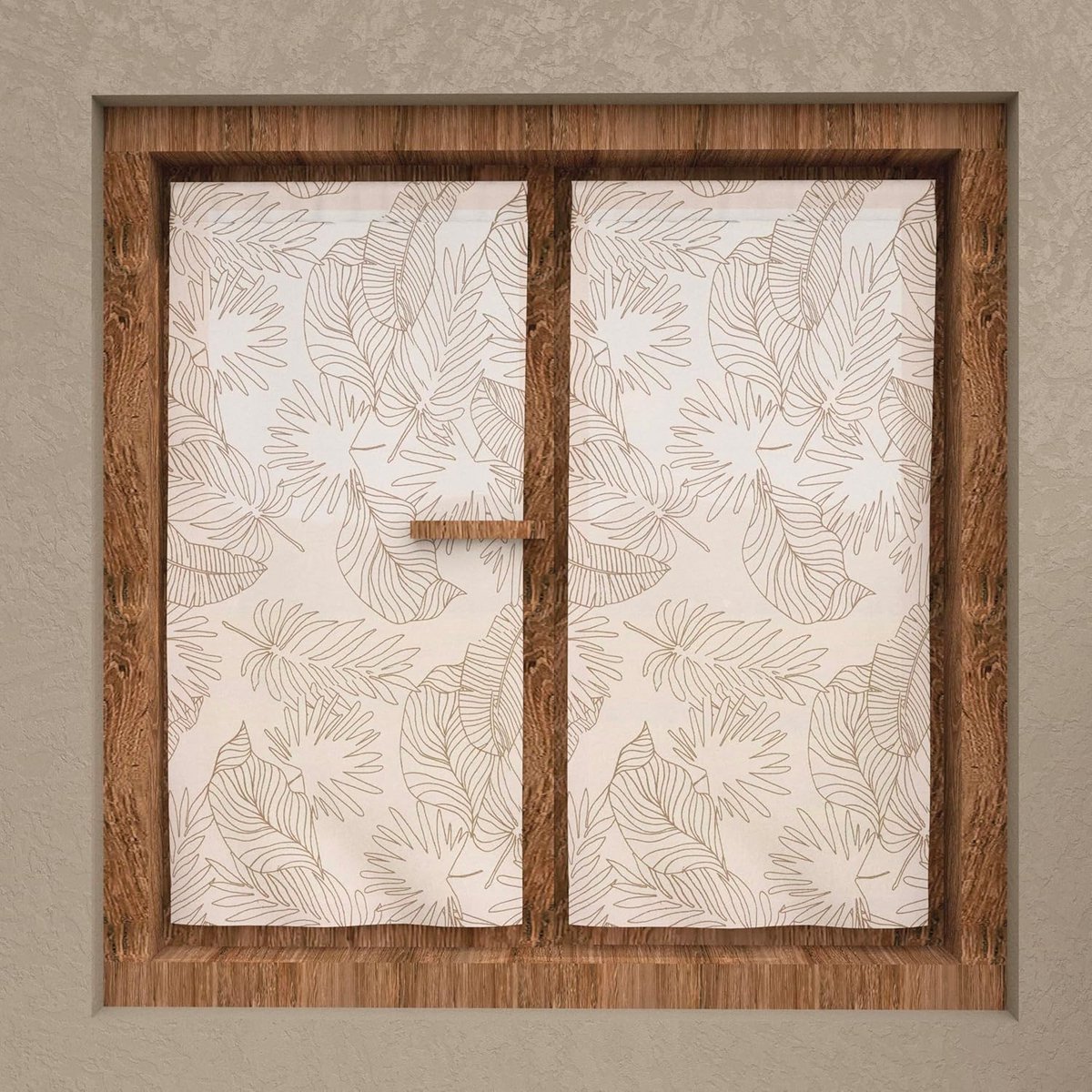 Set van 2 Gordijnen 45x90 cm Taupe met Bloemmotief - Verduisterend en Modern Woondecoratie