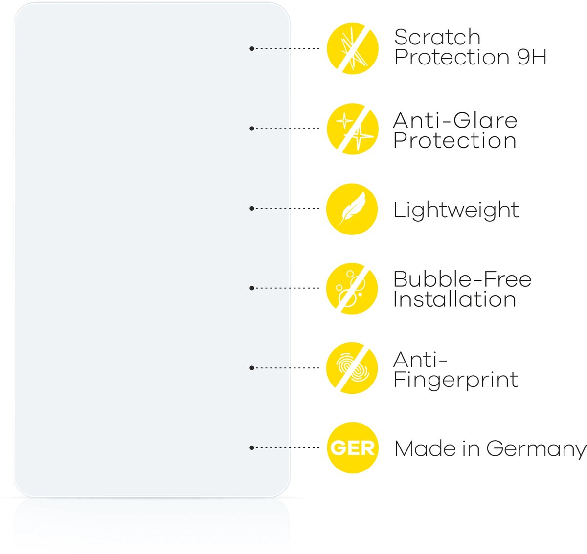 upscreen - Screenprotector voor Standaardmaten mit 8.9 inch Schermen [196.8 mm x 110.6 mm, 16:9] - Folie Beschermfolie Beschermglas matte