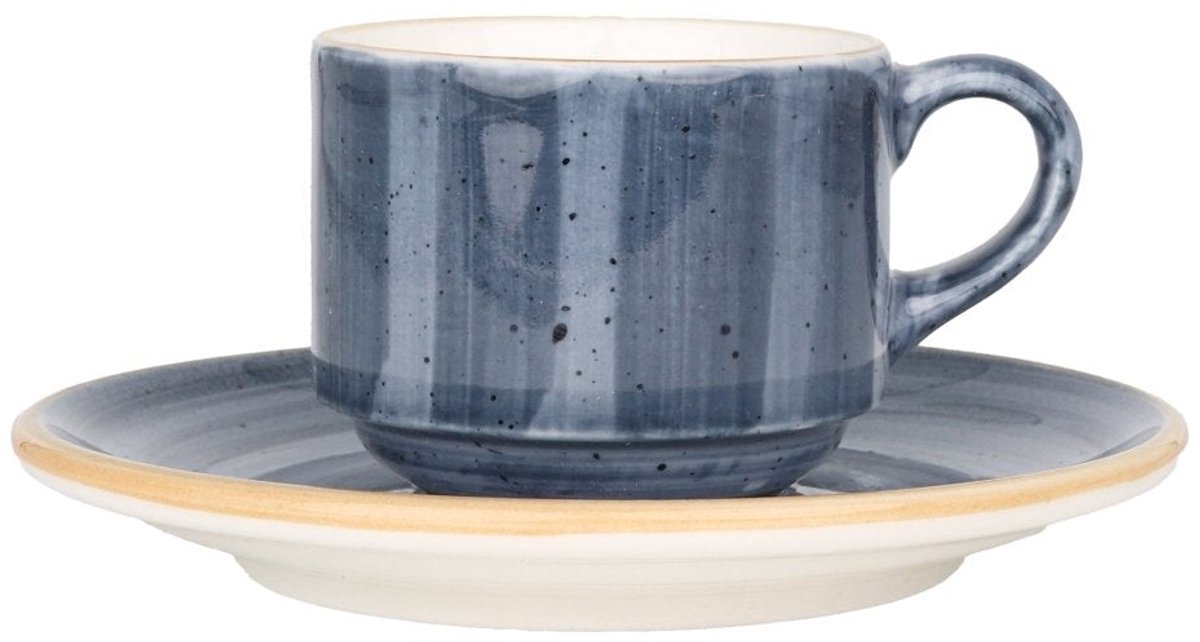 Bonna Aura Dusk - Espresso kopjes & schotel - 80 cc - Porselein - set van 6