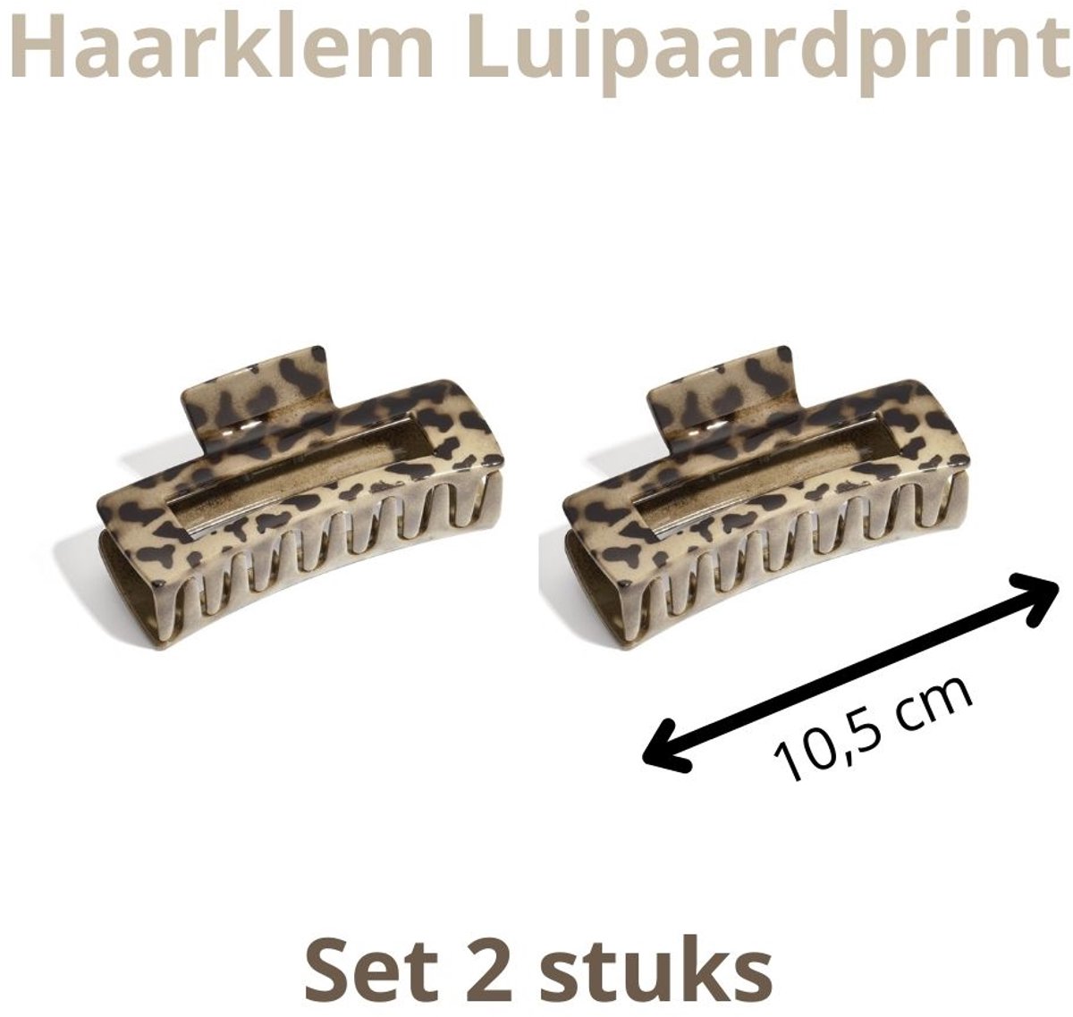 YWG - Haarklem Luipaardprint - 10,5 cm lang - set 2 stuks