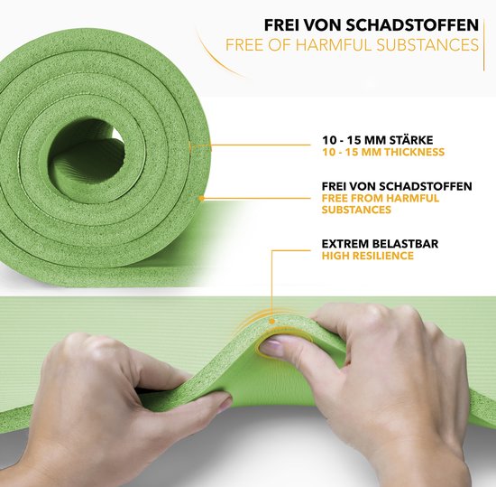 Yoga mat lichtgroen 1 cm dik, fitnessmat, pilates, aerobics van Avento — afbeelding 5
