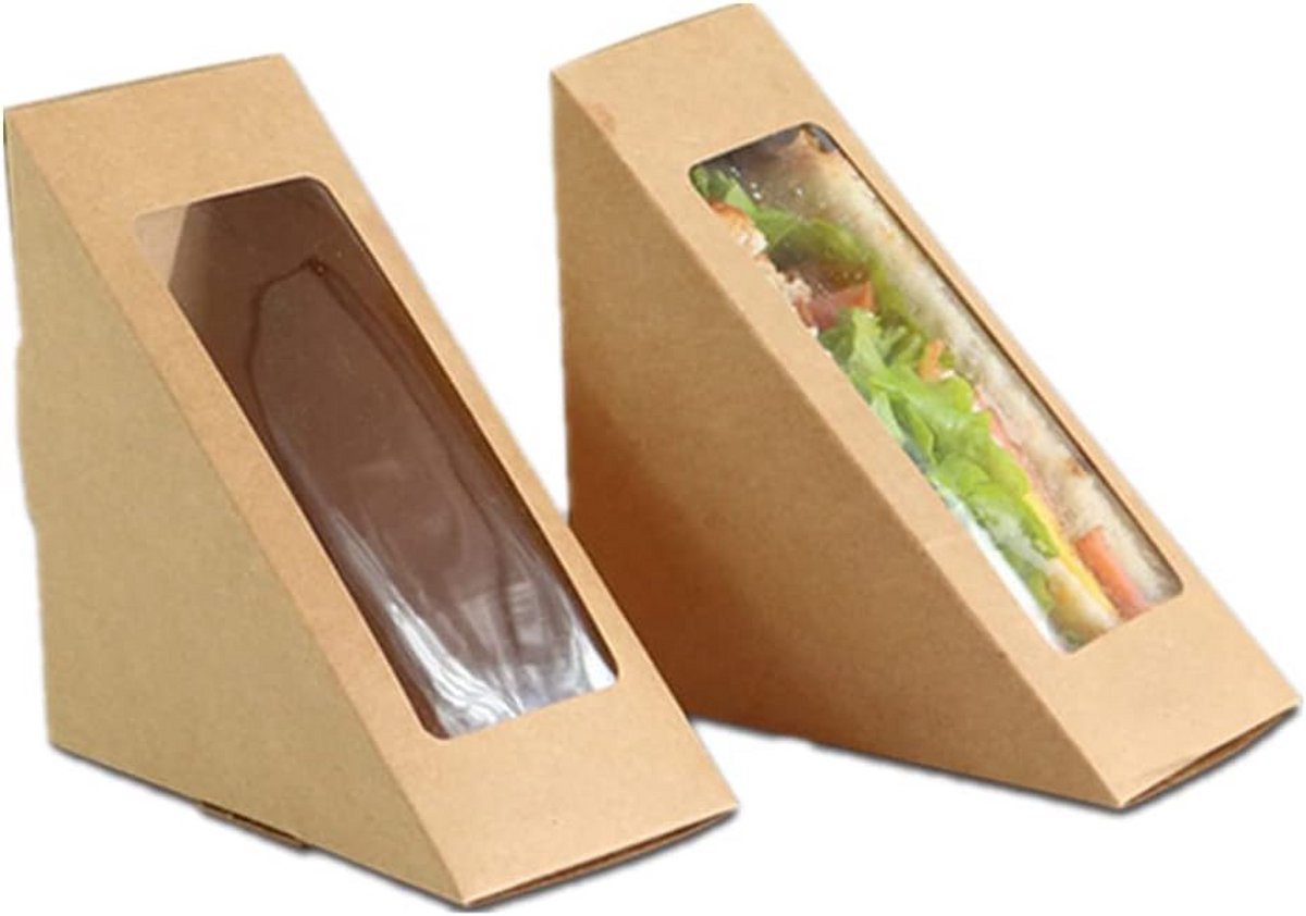 50x Herbruikbare en Breekvrije Sandwichdozen van Kraftpapier met Venster