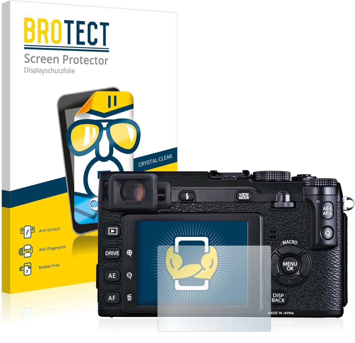 BROTECT - Screenprotector voor Fujifilm X-E1 - Folie Beschermfolie transparant 2 Stuks