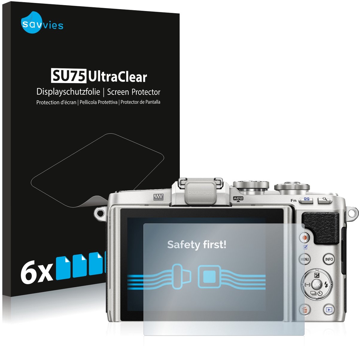 Savvies - Screenprotector voor Olympus PEN E-PL7 - Folie Beschermfolie transparant 6 Stuks