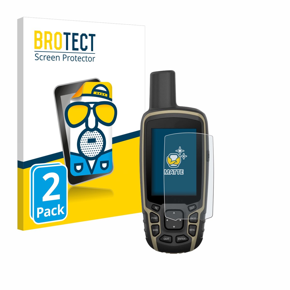BROTECT - Screenprotector voor Garmin GPSMAP 65s - Folie Beschermfolie matte 2 Stuks