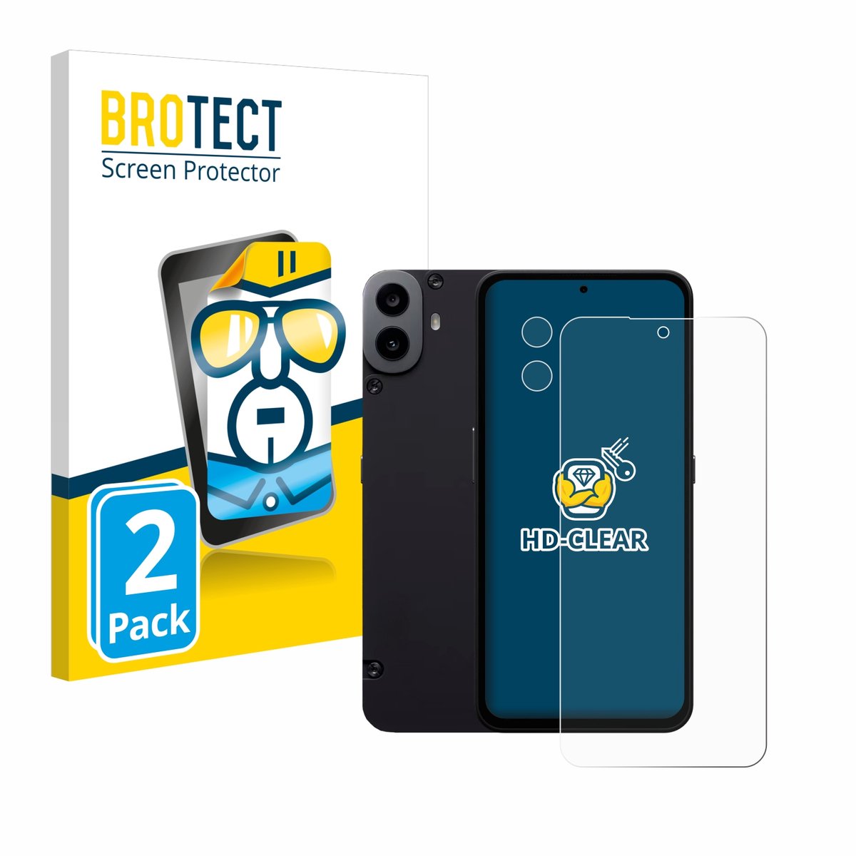 BROTECT - Screenprotector voor Nothing CMF Phone 1 (Voor+Camera) - Folie Beschermfolie transparant 2 Stuks