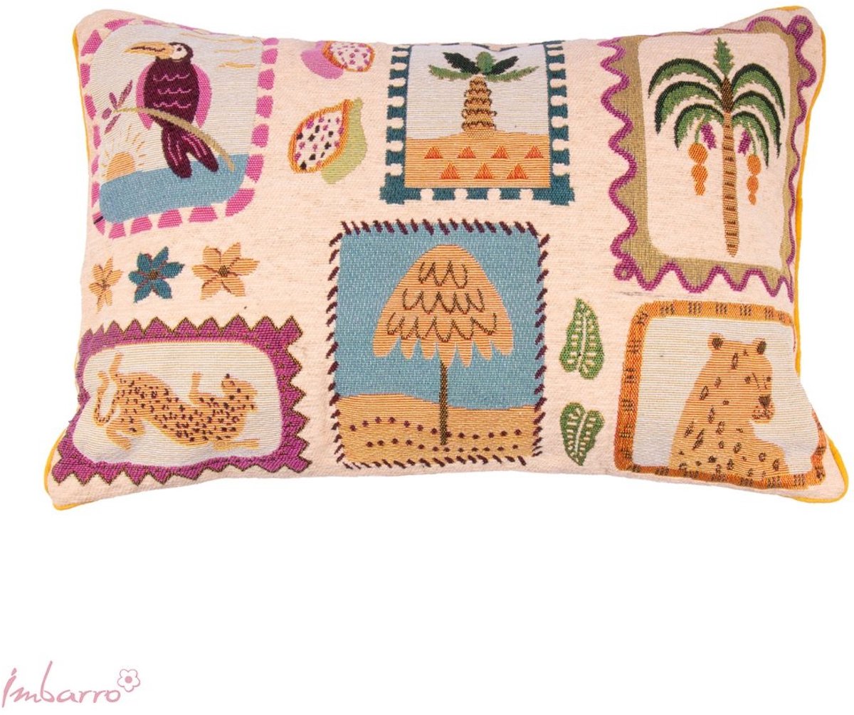 Imbarro Home & Fashion Imbarro - Kussen - Sierkussen - Oasis - 60% Katoen - 40x60cm - Jacquard structuur Creme