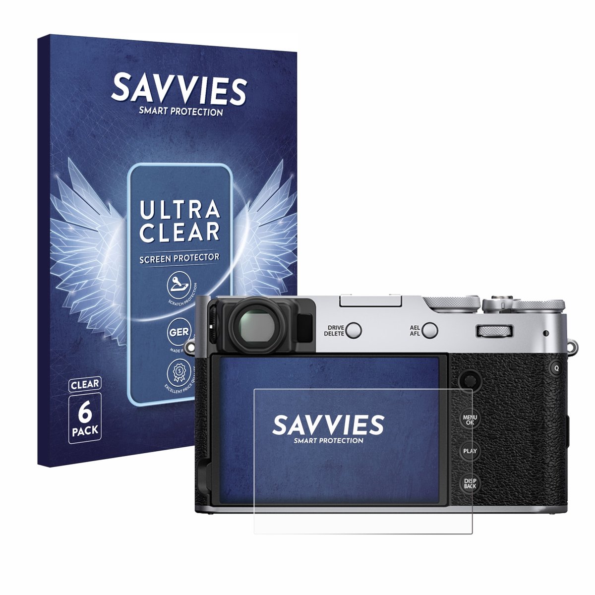 Savvies - Screenprotector voor Fujifilm X100V - Folie Beschermfolie transparant 6 Stuks