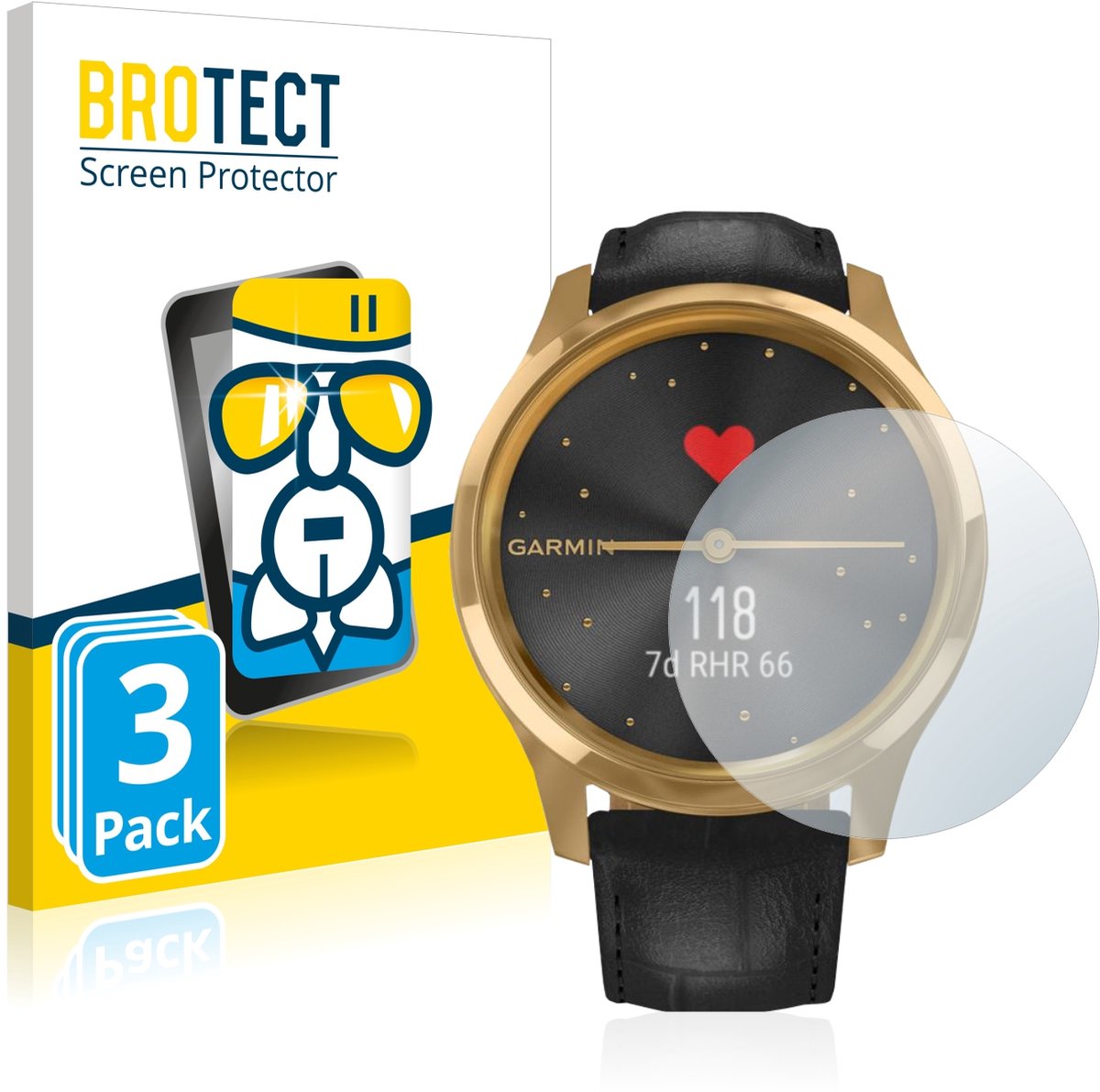 Screenprotector 3 Stuks voor Garmin vivomove Luxe (42 mm) Beschermglas transparant