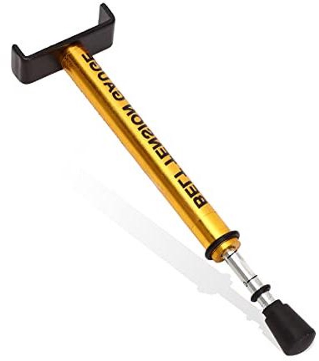 Riem- en kettingspanningsmeter met nauwkeurige instelling voor motorfietsen.