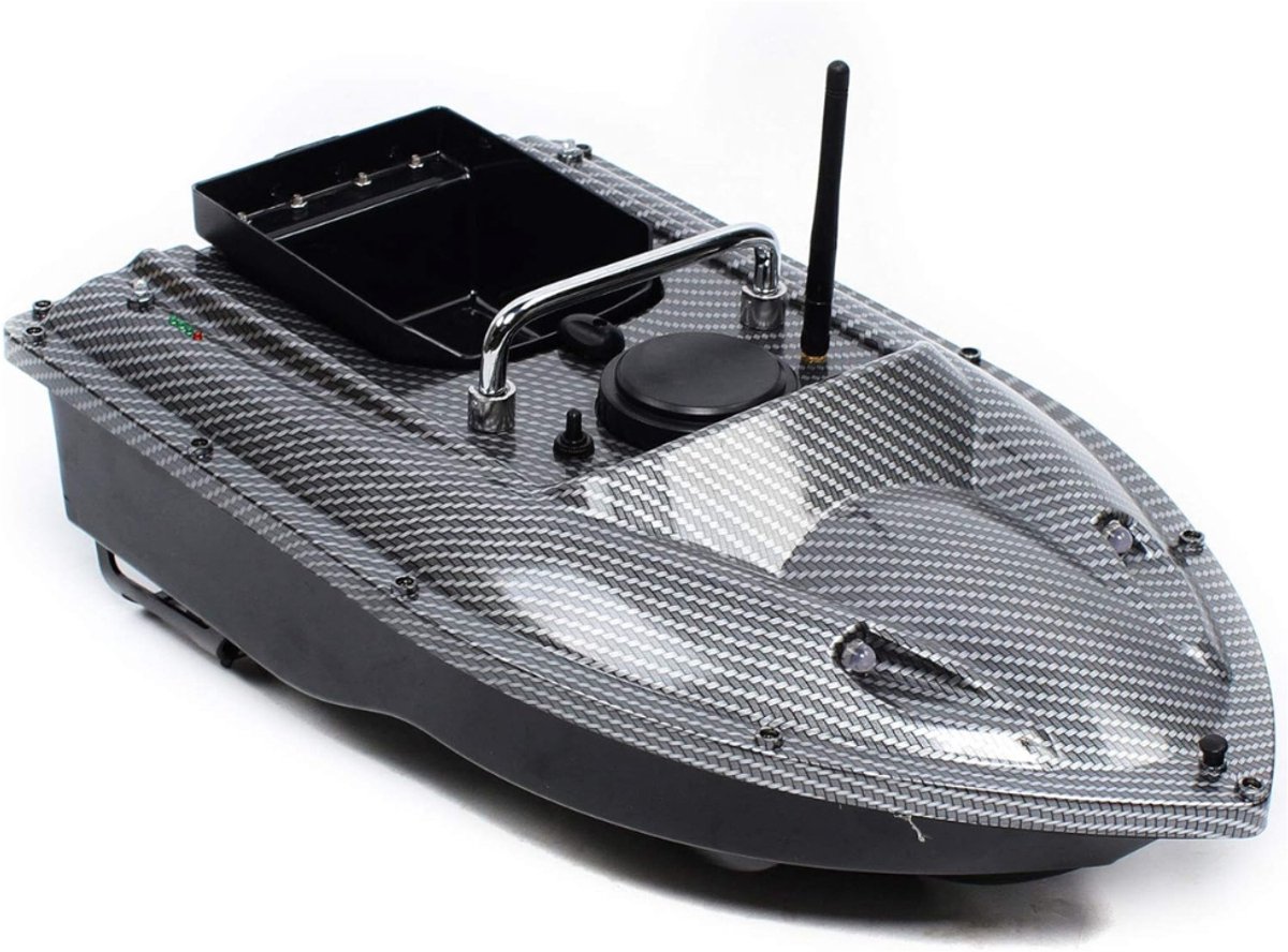 Zyrex® Voerboot Karper – Voerboot Met 1,5 Kg Laadvermogen – Inclusief Accu - Zwart - 49cm x 27cm x 16 cm