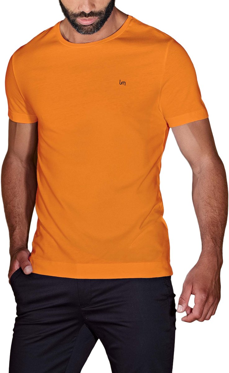 Undiemeister T Shirt Heren - Casual Fit - Ronde Hals - Mellowood Tencel - Dutch Orange (oranje) - Maat XL