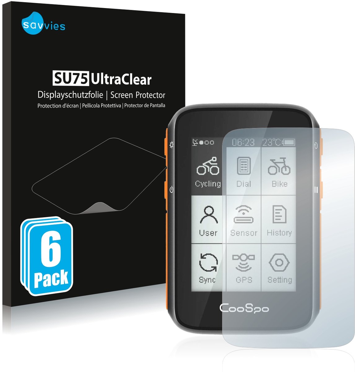 Savvies - Screenprotector voor CooSpo BC200 - Folie Beschermfolie transparant 6 Stuks