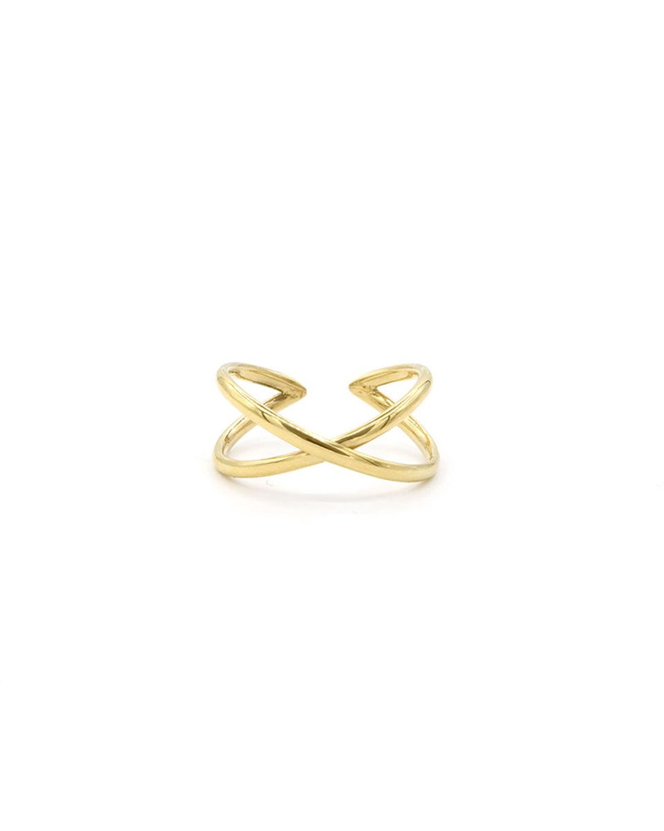Mint15 Verstelbare ring dubbel X-vorm - Goudkleur RVS/Stainless Steel