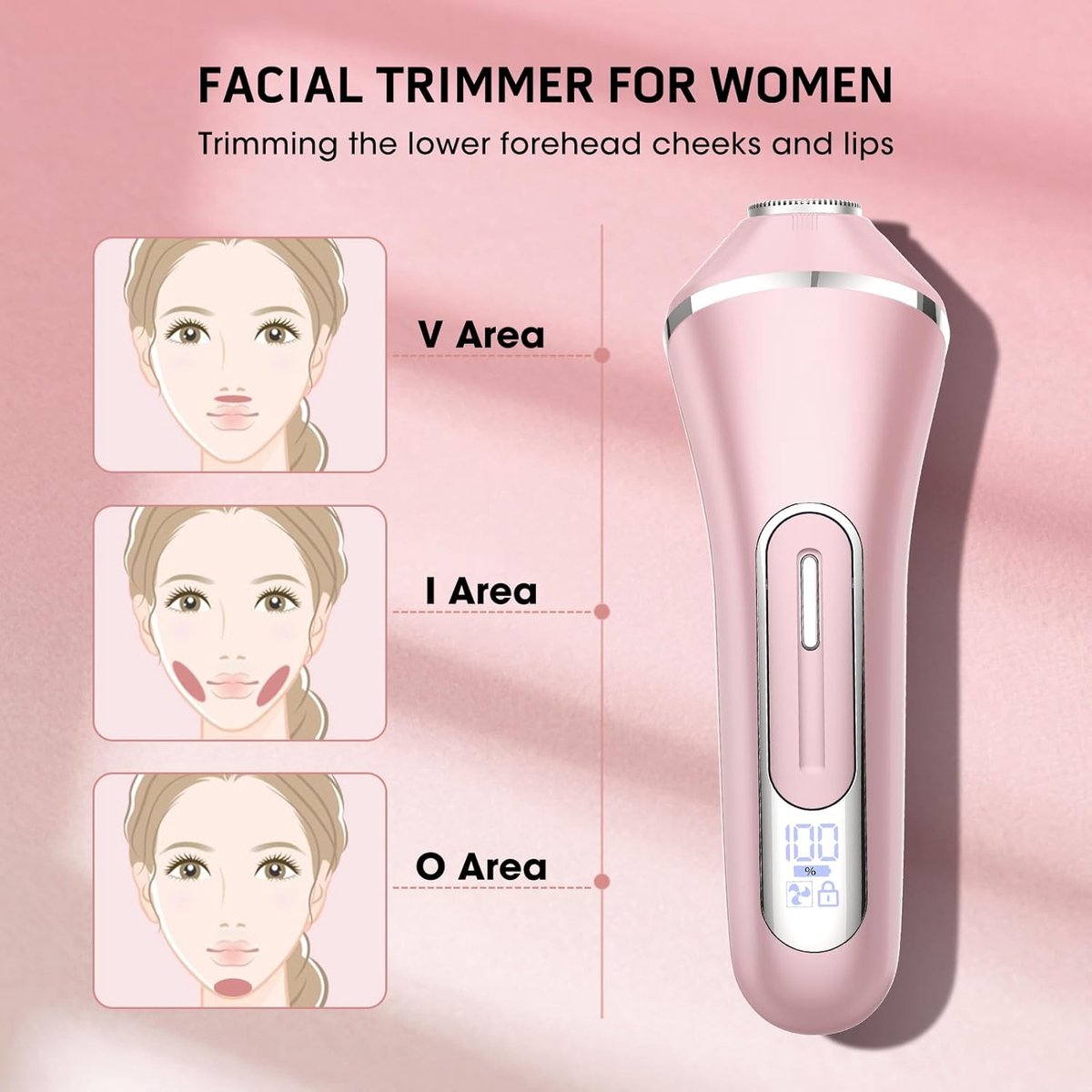 2026 Nieuw 7 in 1 Ladyshaves voor vrouwen - Elektrisch Scheerapparaat - Trimmer voor Vrouwen & Dames - Waterdichte - Zachte Trimmer Voor Lichaam En Gevoelige Zones - Voor Gezicht/Oksels/Benen/Bikinilijn - Roze — afbeelding 4