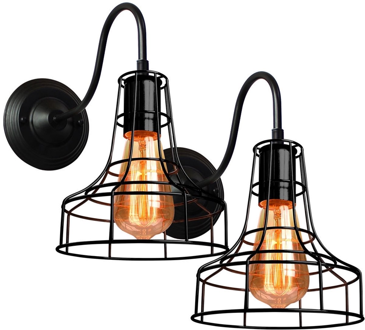 2 Stuks Wandlampen Binnen Retro E27 Wandlamp Industriële voor Badkamer Kinderkamer Slaapka