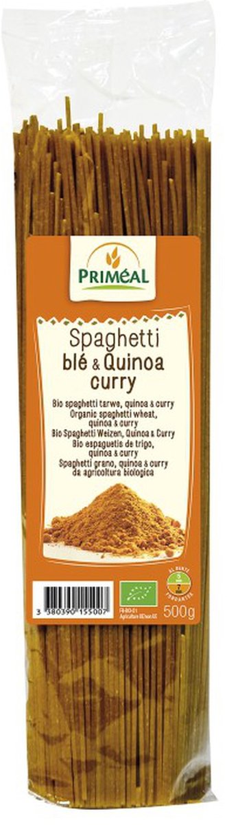 Primeal Organic spaghetti tarwe quinoa curry 500 gram