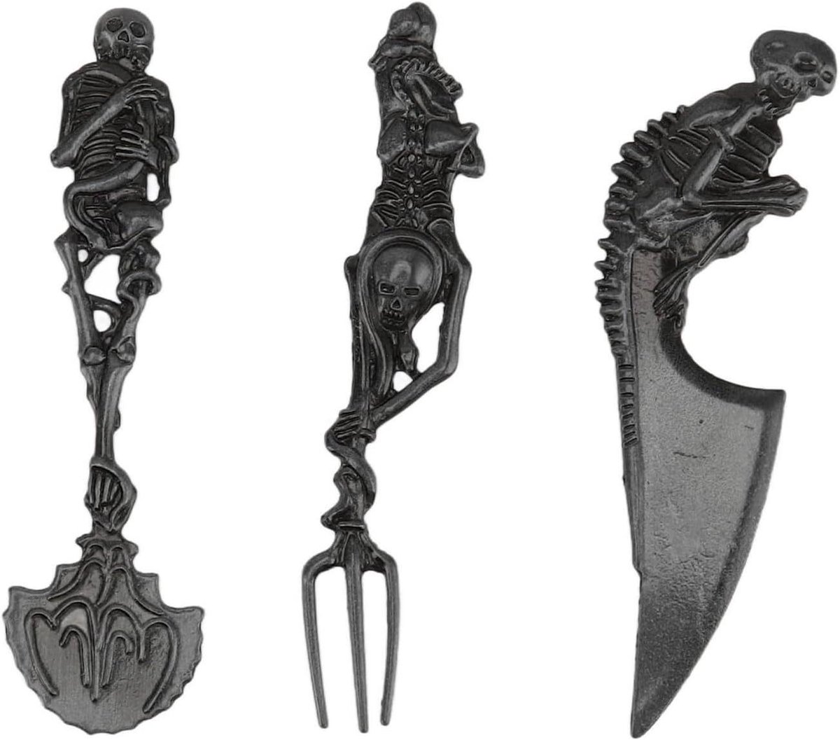 Skelet Bestekset voor Halloween, Metalen Servies met Schedelontwerp en Duurzaamheid