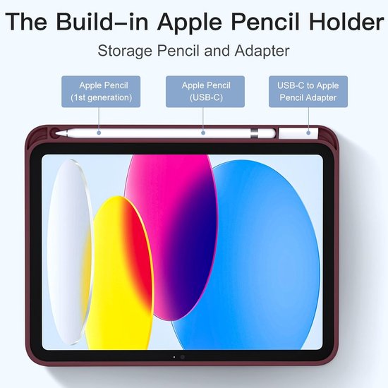 Casemania Stylus en Hoes Geschikt voor Apple iPad 2025 (A16) - Bordeaux Rood - Universeel Stylus Pen - Smart Cover met Pencil Slot Uitsparing van Merkloos — afbeelding 2