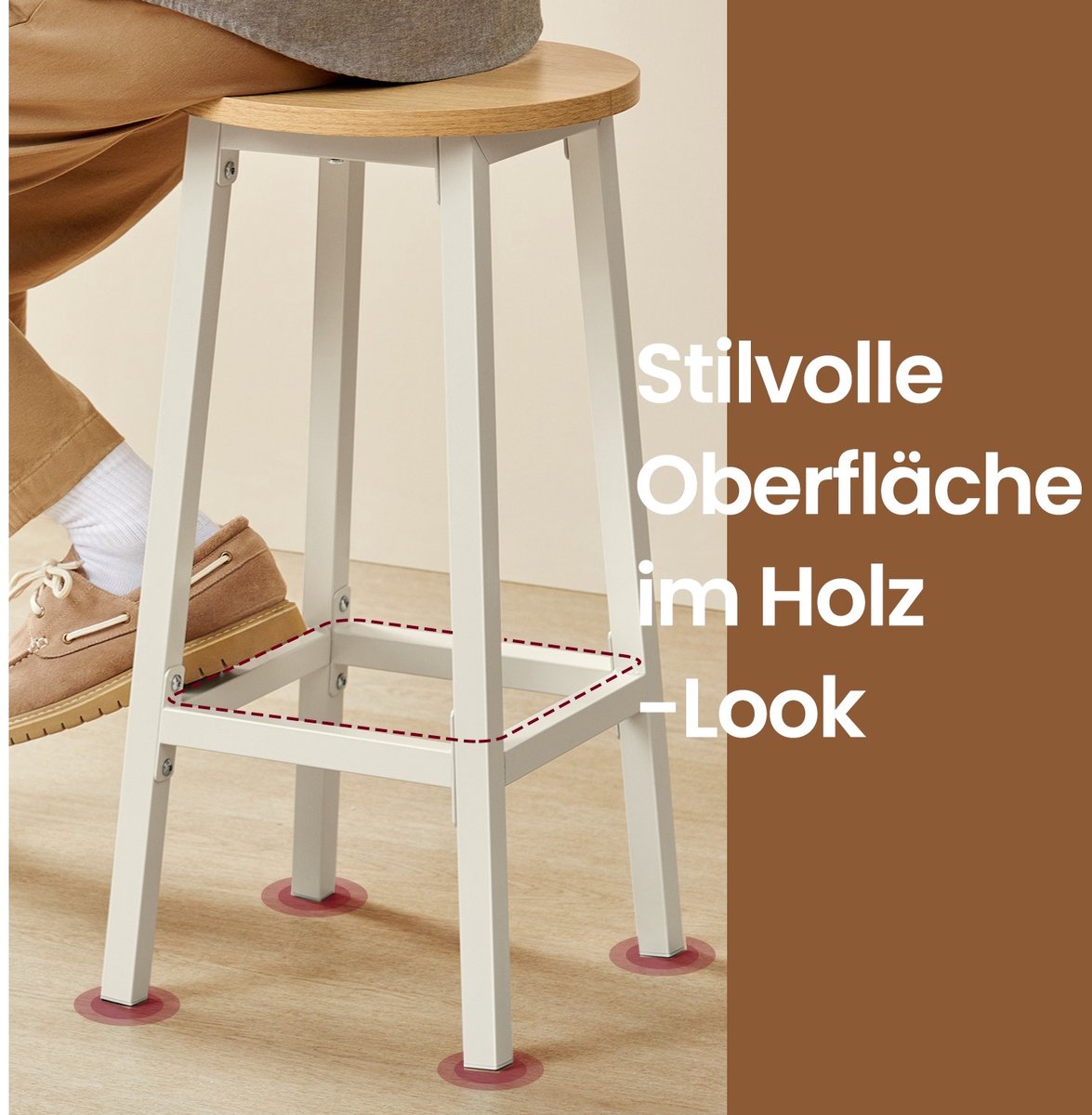 Barkrukken – Set van 2 – Met stevig stalen frame – Hoogte 65 cm – Grijsbruin-zwart – Industriële stijl