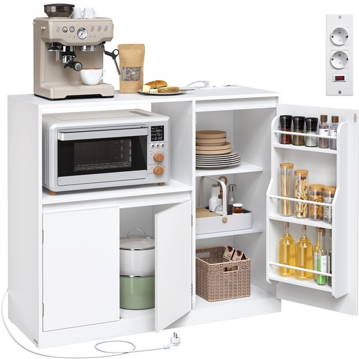 Keukenkast – Met werkblad en veelzijdige opbergruimte – Wolkenwit – 40 x 90 x 90 cm – Maximale draagkracht 325 kg