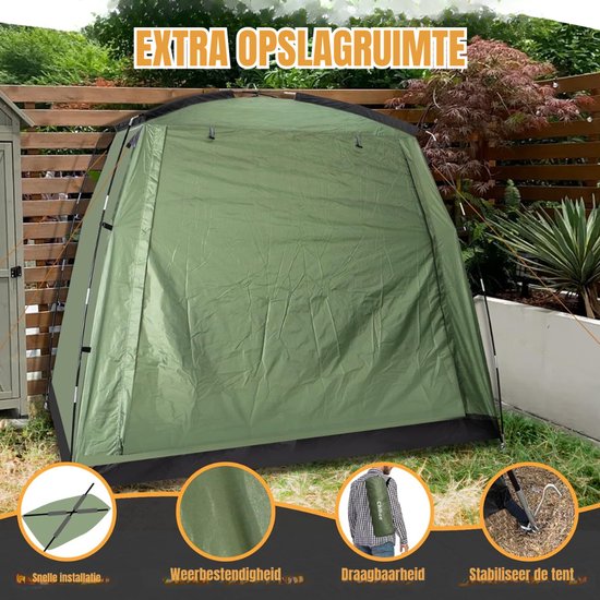 GTB® Fietsenberging - Fietsenstalling - Fietsenhok - Legergroen - 220cm x 150cm x 175cm van gtb — afbeelding 5