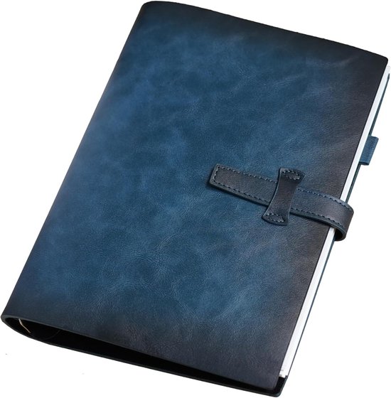Carnet de Cuir A5 Rechargeable Avec 6 Rings Binder 120 Pages Lignées Organiseur Vintage Pour Écriture Travail Étude Blauw