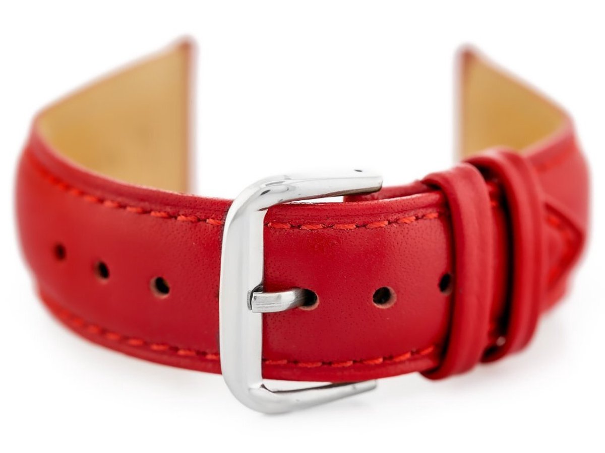 Leren Horlogeband W94 - Rood - 14mm