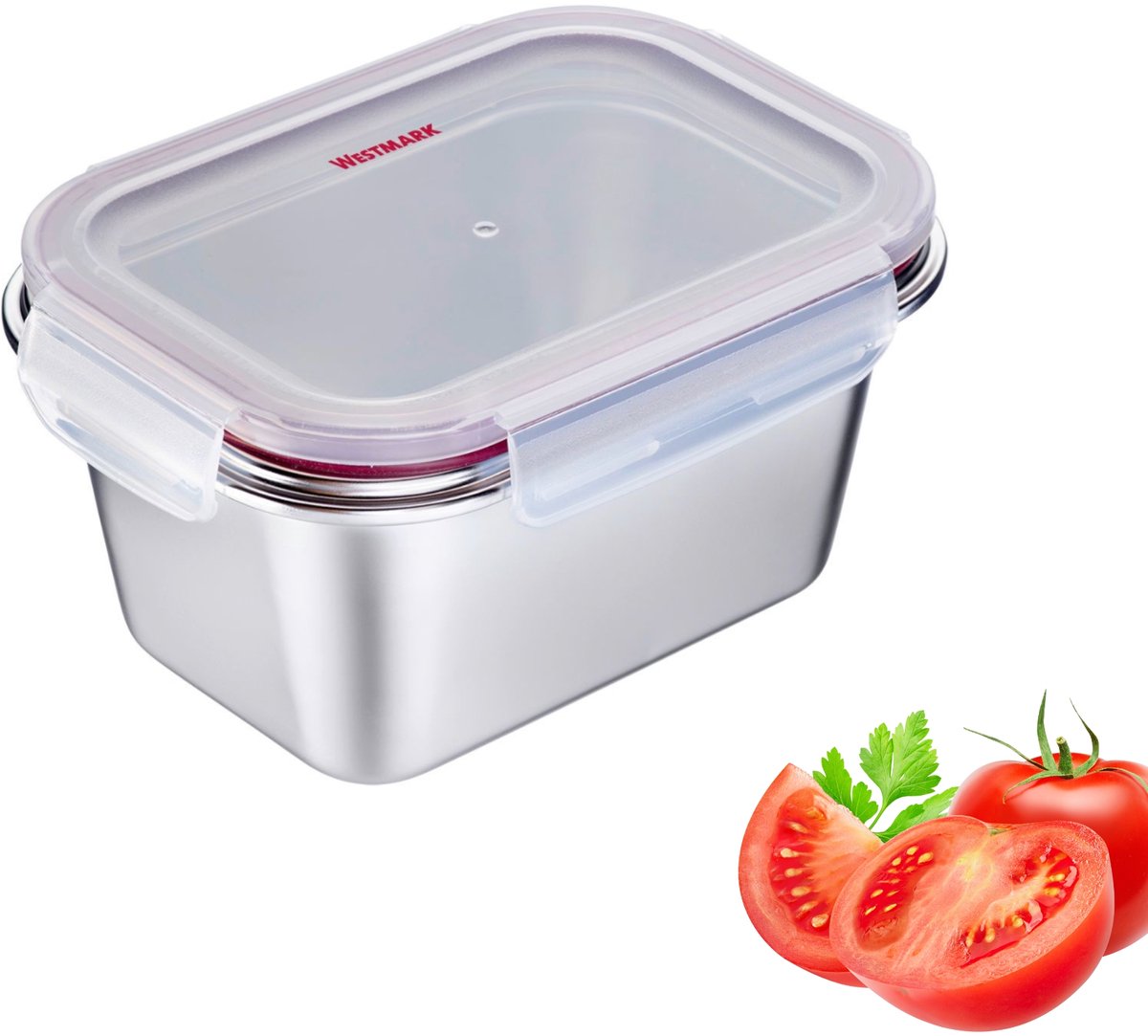 Westmark roestvrijstalen lunchbox – Lekvrije broodtrommel – Magnetron- en ovenbestendig, BPA-vrij – Bento-box voor school, werk en kinderdagverblijf – Zilver, 1000 ml