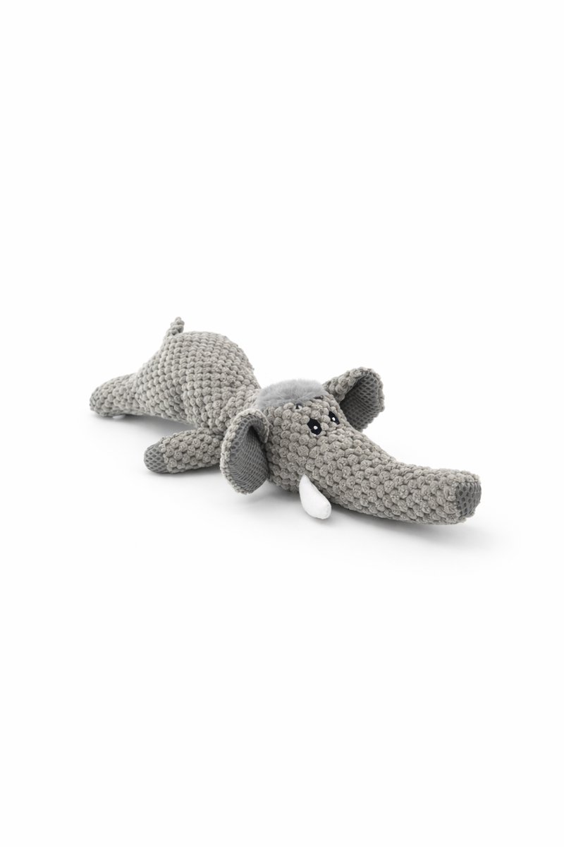 Max&Mand Hondenknuffel met Pieper – Zacht Hondenspeelgoed – Pluche – Lichtgewicht – 35 x 9 cm – Olifant
