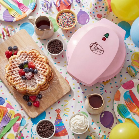 Bestron Wafelijzer - ASW217 - 700W - 5 hartvormige wafels - Anti aanbaklaag - Roze - 5 jaar garantie