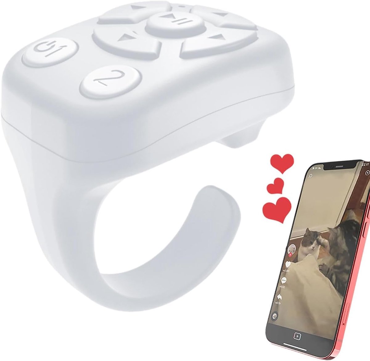 Ring Presenter - Draadloze Controller - Handsfree Presentaties - Gebaren Bediening - 8 Gram - Wit