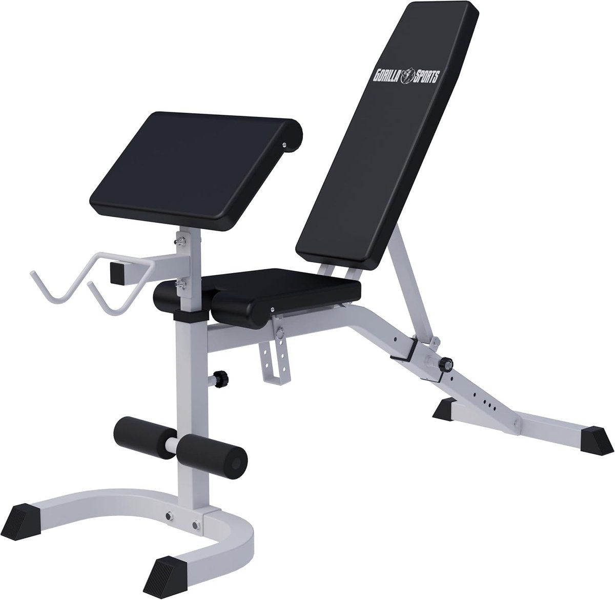 Fitnessbank met Curlrack - Krachtbank Trainingsbank - Volledige Krachttraining - 7-voudig Verstelbaar - 280kg Capaciteit - Wit