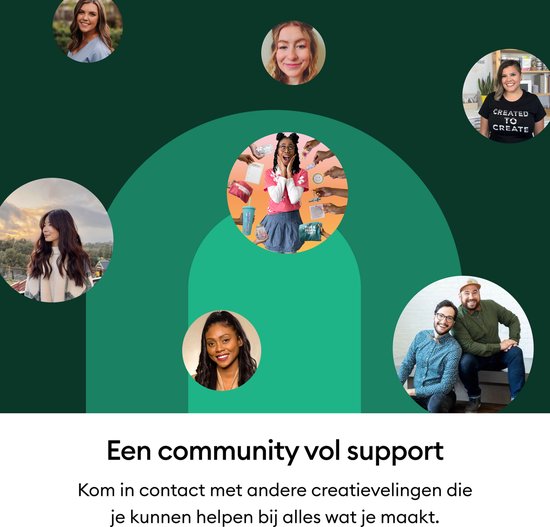 Collage van cirkelvormige portretten van een diverse gemeenschap.