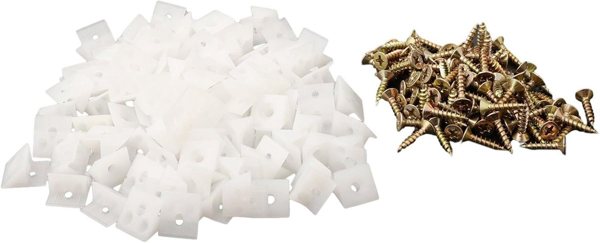 Meubelwiggen Set - Lade Bodem Reparatie - Meubels Verstevigen - Roestvrij Staal & Kunststof - 12x10x3 cm - Wit