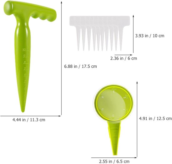 2-delige set - zaaimachineset - mini-zaaimachine - Klein zaaigereedschap - Handmatige zaaimachine - set plantgereedschap - mini-zaaddispenser - met 10 etiketten - fluorescerend groen - voor het nauwkeurig zaaien van zaailingen en bollen in de tuin van Merkloos	 — afbeelding 2