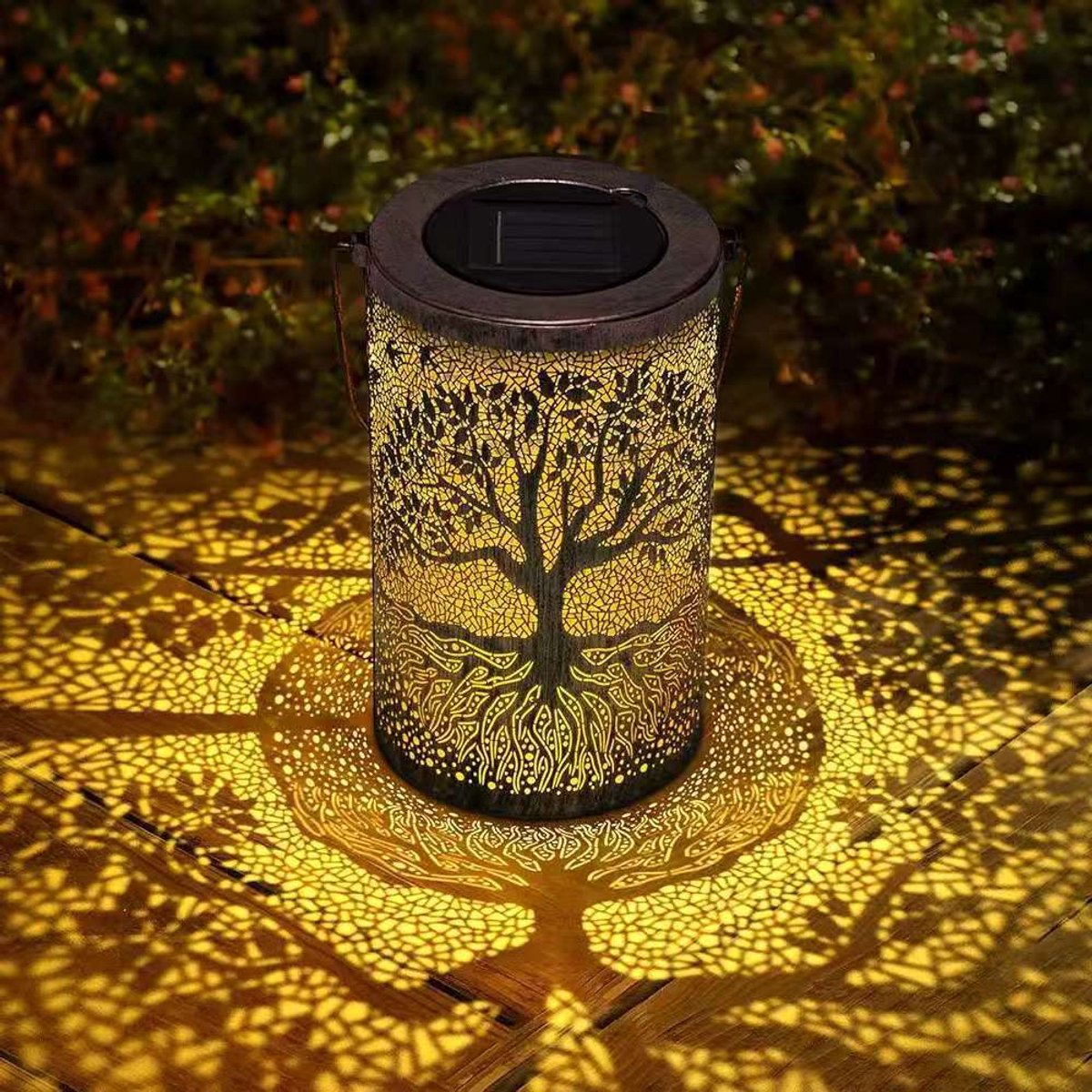 Grote boom, 18*10cm-Zonne-energie Hanglamp Buiten - Waterdichte LED Tuinlamp - Metaal - Vo