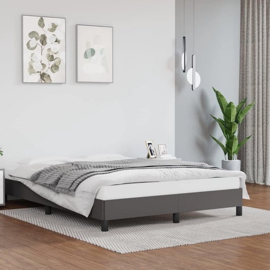 Bedframe - Lattenbodem - Comfortabel Slapen - Duurzaam Kunstleer - 140x200 cm - Grijs