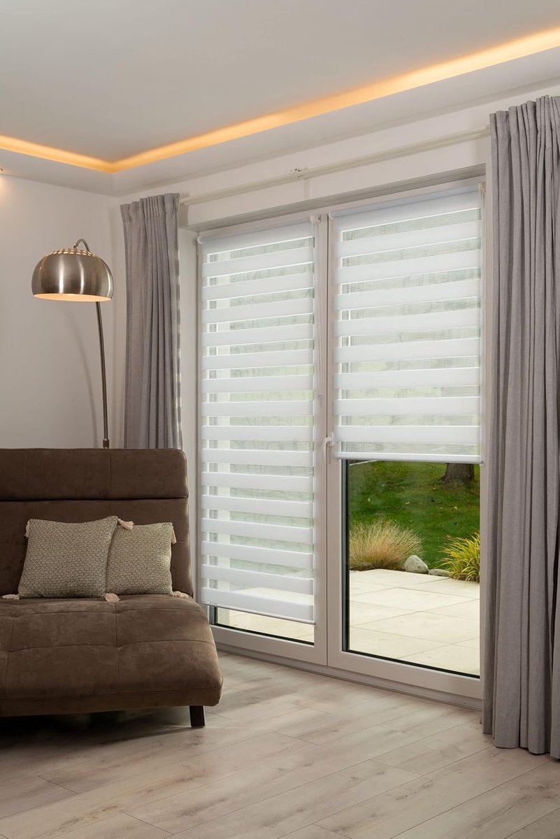 Dubbel Rolgordijn - Zonder Boren - Raamdecoratie - Klemfix Montage - 40x150 cm - Wit