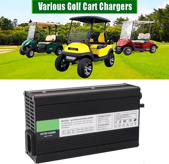 Golfkar Acculader - Snellader Golftrolley - Golf Accu Laden - Aluminium Koeling - 17x9x5 cm - Zwart — afbeelding 3
