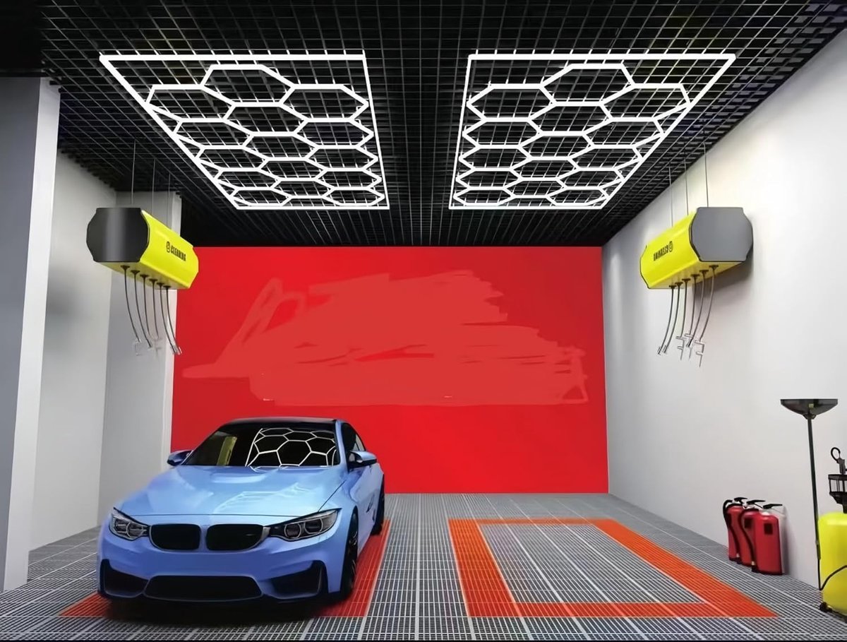 Led Plafondlamp - Zeshoekige Verlichting - Werkplaats Garage - Honingraat Patroon - 650 Watt - Koudwit