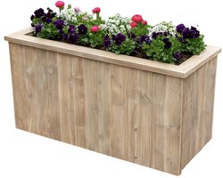 Handgemaakte Grote Plantenbak met worteldoek - Natural - Stevig 130x 45 x 80cm - Plantenbak voor tuin - Terras - buiten - Luxe bloempot - Bloembak