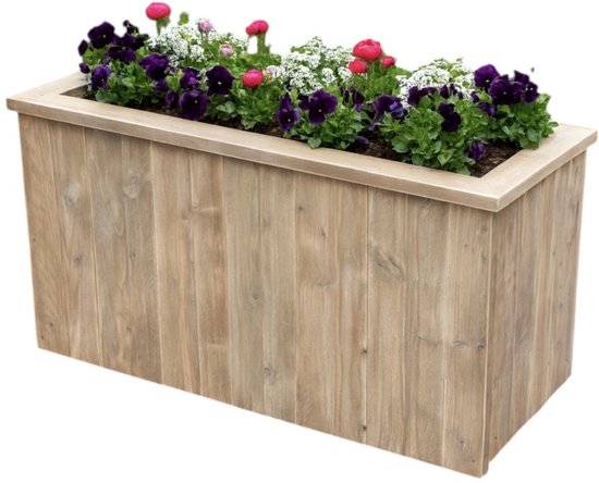 Plantenbak Steigerhout Handgemaakt avec géotextile - Natural - 140x 45 x 80 cm - Plantenbak pour jardin - Terrasse - extérieur - Luxe pot de fleurs - Bac à fleurs