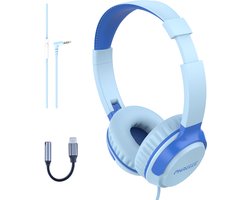 USB C Koptelefoon Kinderen - Geschikt voor iPad, Samsung, Tablet - Koptelefoon Kind met Draad - Geluidsdempend - Blauw