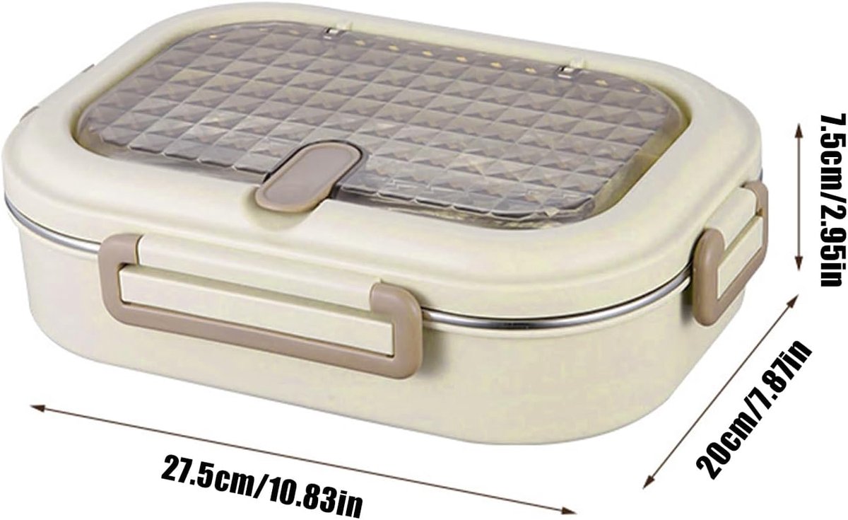 Voedselcontainer Roestvrij Staal - Lunchbox met Lepel - Maaltijden Meenemen - Geïsoleerd Warm Houden - 30x22x10 cm — cadeau in Koken & Dineren - foto 7